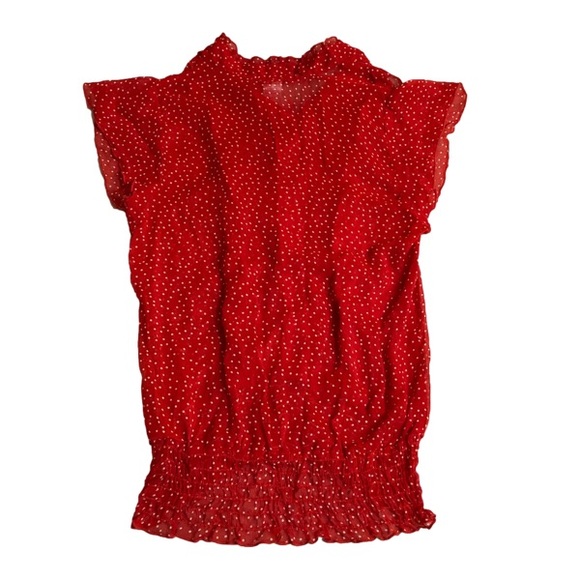 MAURICES Red Ruffle Button Blouse - Picture 2 of 7